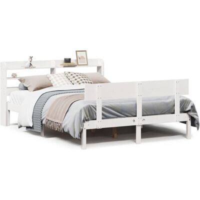 vidaXL Bettgestell Weiß 140x190 cm Massives Kiefernholz - Bettgestell vidaXL Bettgestell Weiß 140x190 cm Massives Kiefernholz - Bettgestell