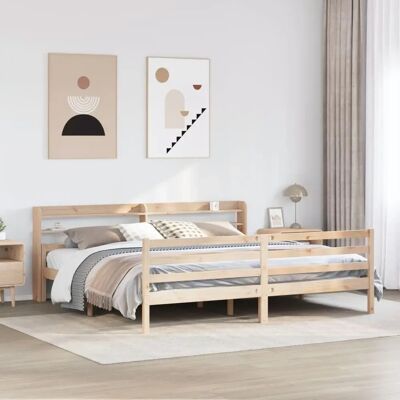 vidaXL Bedframe met hoofdbord - Massief dennenhout - 200x200cm vidaXL Bedframe met hoofdbord - Massief dennenhout - 200x200cm