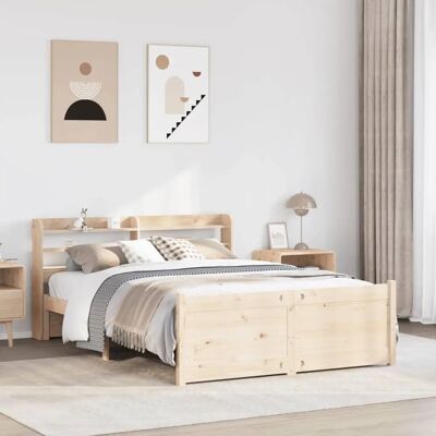 vidaXL Pine Wood Bed Frame with Storage - 140x200 cm vidaXL Pine Wood Bed Frame with Storage - 140x200 cm