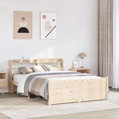 vidaXL Bed Frame met hoofdbord 150x200 cm King Size Massief dennenhout - Bed Frame vidaXL Bed Frame met hoofdbord 150x200 cm King Size Massief dennenhout - Bed Frame