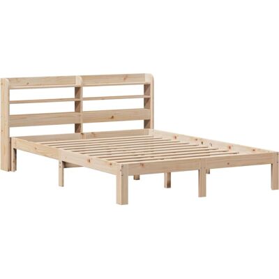 vidaXL Bed Frame met Hoofdbord 160x200 cm - Natuurlijke kleur - Bedframe vidaXL Bed Frame met Hoofdbord 160x200 cm - Natuurlijke kleur - Bedframe
