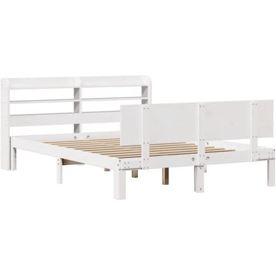 vidaXL Bettgestell mit Kopfteil, Weiß, 135x190 cm - Bettgestell vidaXL Bettgestell mit Kopfteil, Weiß, 135x190 cm - Bettgestell