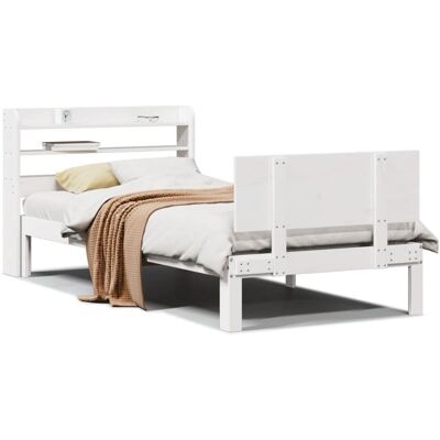 vidaXL Bettrahmen mit Kopfteil - Weiß - 90x200 cm - Bettgestell vidaXL Bettrahmen mit Kopfteil - Weiß - 90x200 cm - Bettgestell