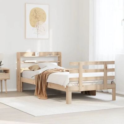 vidaXL Bed Frame met hoofdsteun - Massief dennenhout - 90x200 cm vidaXL Bed Frame met hoofdsteun - Massief dennenhout - 90x200 cm