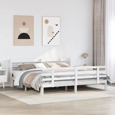 vidaXL Bed Frame met hoofdbord Wit 180x200 cm Super King Massief Hout Den - Bed Frame vidaXL Bed Frame met hoofdbord Wit 180x200 cm Super King Massief Hout Den - Bed Frame