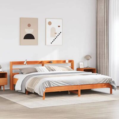 vidaXL Bettgestell mit Kopfteil 200x200 cm - Massiv Kiefer vidaXL Bettgestell mit Kopfteil 200x200 cm - Massiv Kiefer