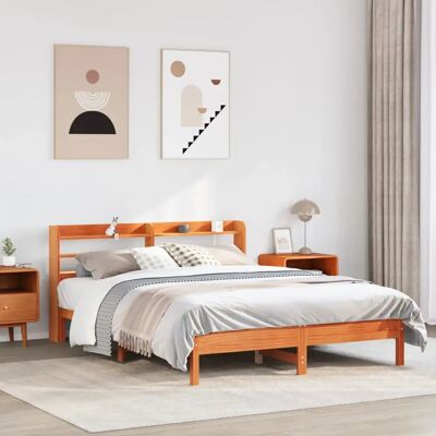 vidaXL King Size Bettgestell 150x200 Wachsbraun Massives Kiefernholz vidaXL King Size Bettgestell 150x200 Wachsbraun Massives Kiefernholz