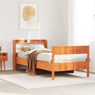 vidaXL Bedframe Klein Enkel Wrijfbruin 75x190cm - Bed Frame vidaXL Bedframe Klein Enkel Wrijfbruin 75x190cm - Bed Frame