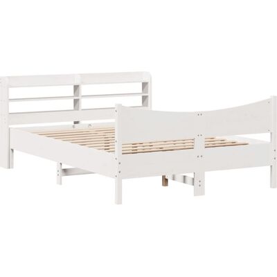 vidaXL Bettgestell Weiß - 140x190 cm - Massiv Kiefer - Mit Kopfteil vidaXL Bettgestell Weiß - 140x190 cm - Massiv Kiefer - Mit Kopfteil