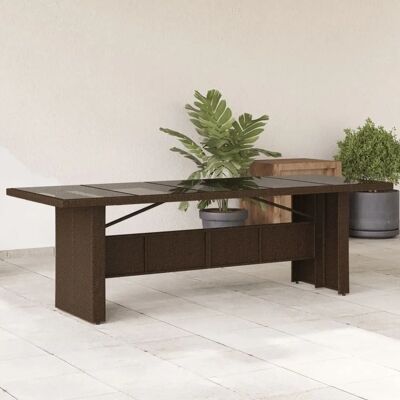 Table de Jardin Prolenta - Dessus en Verre Trempé - Marron - Mobilier Extérieur - Publicité Table de Jardin Prolenta - Dessus en Verre Trempé - Marron - Mobilier Extérieur - Publicité