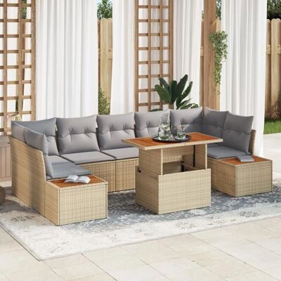 Beige Gartentisch-Set - 8-teilig Moderne Möbel Beige Gartentisch-Set - 8-teilig Moderne Möbel