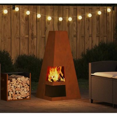 Vidaxl - Fire Pit with Storage 50x50x100 cm Rustic Steel Vidaxl - Fire Pit with Storage 50x50x100 cm Rustic Steel