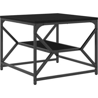 vidaXL Zwarte eiken salontafel met plank - Salontafel vidaXL Zwarte eiken salontafel met plank - Salontafel