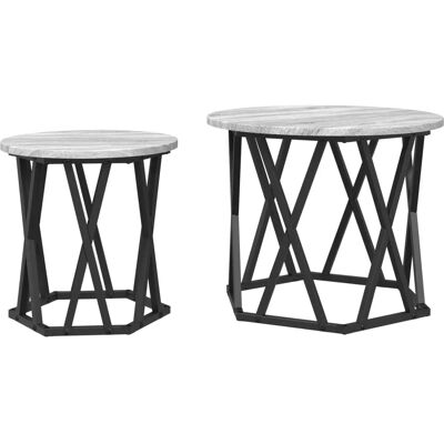 vidaXL Graue Sonoma Zwiebelnde Beistelltische Set aus 2 - Stauraum Möbel vidaXL Graue Sonoma Zwiebelnde Beistelltische Set aus 2 - Stauraum Möbel