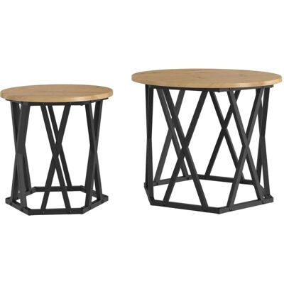 vidaXL Ensemble de 2 tables d'appoint empilables en bois d'artisanat chêne Marron Compact - Publicité vidaXL Ensemble de 2 tables d'appoint empilables en bois d'artisanat chêne Marron Compact - Publicité