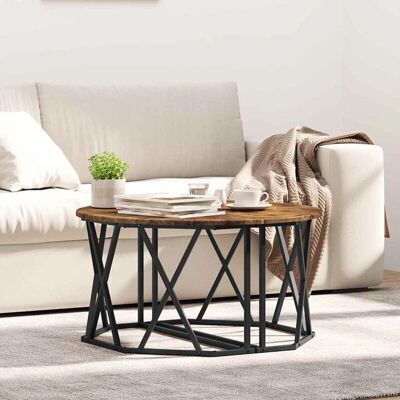 vidaXL Holzfurnier Gerauchte Eiche Couchtisch - Beistelltisch vidaXL Holzfurnier Gerauchte Eiche Couchtisch - Beistelltisch