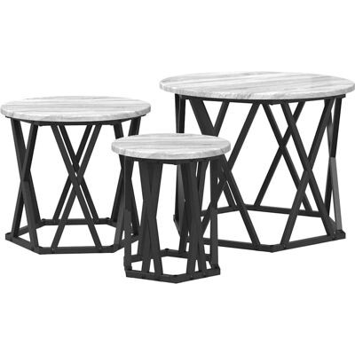 Vidaxl Stapelbare Beistelltische - Modern, Rund, 3 Stück, Grau Vidaxl Stapelbare Beistelltische - Modern, Rund, 3 Stück, Grau