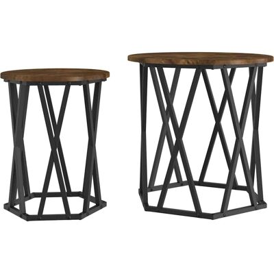 vidaXL Bijzettafels 2 Stuks Gerookt Eiken EngPlywood Bruin Mittel - Side Tables vidaXL Bijzettafels 2 Stuks Gerookt Eiken EngPlywood Bruin Mittel - Side Tables