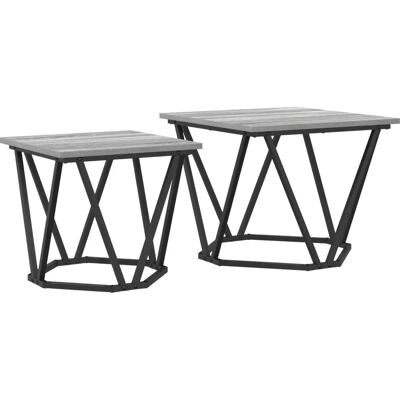 vidaXL Grijze Sonoma Houtcomposiet en Metaal Middel Duurzaam Salontafel - Salontafel vidaXL Grijze Sonoma Houtcomposiet en Metaal Middel Duurzaam Salontafel - Salontafel
