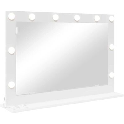 VIDAXL Biały LED Lustro do Makijażu - Montaż na Ścianie - 80x55x18 cm VIDAXL Biały LED Lustro do Makijażu - Montaż na Ścianie - 80x55x18 cm