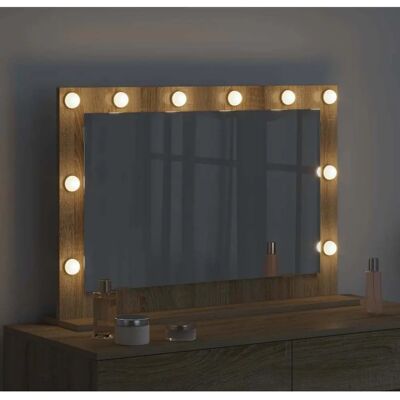 Vidaxl Sonoma Dąb Lustro - LED Nowoczesne na Ścianę Vidaxl Sonoma Dąb Lustro - LED Nowoczesne na Ścianę
