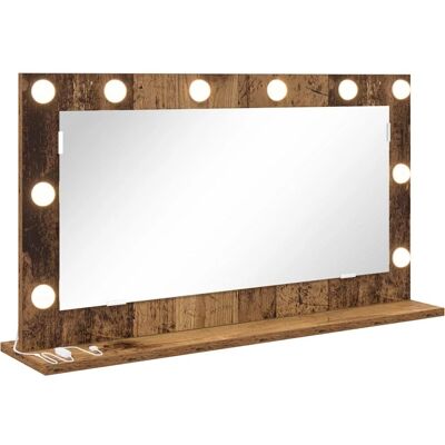 VIDAXL Antiker Holz Make-up Spiegel mit LED - Wandmontage, 80x45cm VIDAXL Antiker Holz Make-up Spiegel mit LED - Wandmontage, 80x45cm
