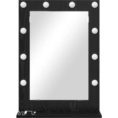 VIDAXL Schwarzer Rovere LED Wandspiegel - Wandspiegel für Make-up & Schönheit VIDAXL Schwarzer Rovere LED Wandspiegel - Wandspiegel für Make-up & Schönheit