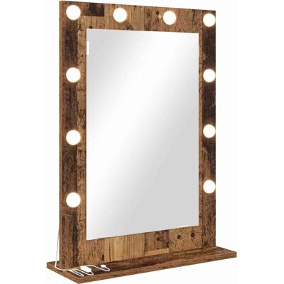 Lustro ścienne VidaXL z oświetleniem LED - Dąb wędzony, 70x50cm Lustro ścienne VidaXL z oświetleniem LED - Dąb wędzony, 70x50cm
