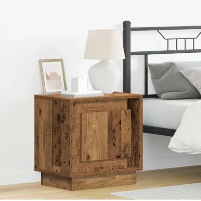 Oude Houten Nachttafel 44x34.5x45cm Rustiek LED Licht Vidaxl Oude Houten Nachttafel 44x34.5x45cm Rustiek LED Licht Vidaxl