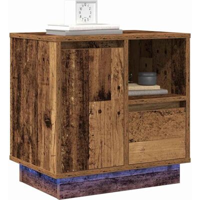 Vidaxl Old Wood Nightstand with LED Lights - Nightstand Vidaxl Old Wood Nightstand with LED Lights - Nightstand