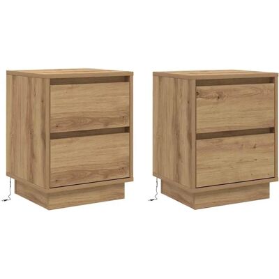 Vidaxl Rustik Holz Nachttisch mit LED-Licht - Nachttisch Vidaxl Rustik Holz Nachttisch mit LED-Licht - Nachttisch
