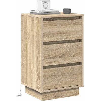 VidaXL Beige Nightstand with LED - Bedroom Furniture VidaXL Beige Nightstand with LED - Bedroom Furniture