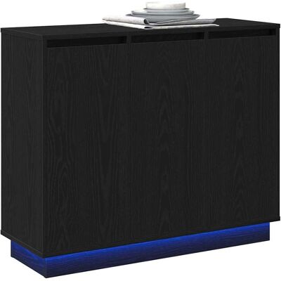 Vidaxl Sort Træ Sideboard - Moderne Opbevaringsløsning & LED-lys Vidaxl Sort Træ Sideboard - Moderne Opbevaringsløsning & LED-lys