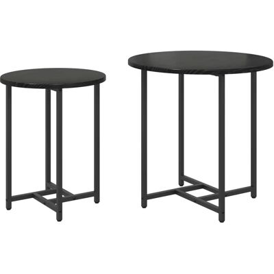 vidaXL Schwarzer Eichenfurnier Beistelltisch-Set 2er vidaXL Schwarzer Eichenfurnier Beistelltisch-Set 2er