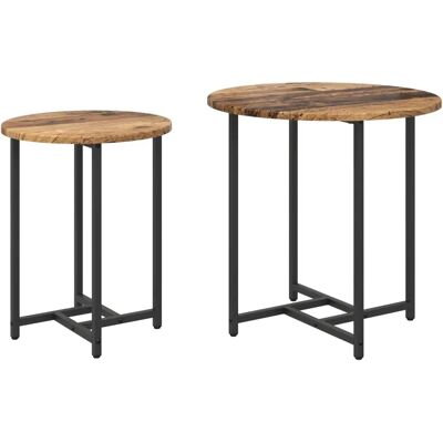 vidaXL Set van 2 Bijzettafels van Gerecycled Hout - Rustieke Stijl vidaXL Set van 2 Bijzettafels van Gerecycled Hout - Rustieke Stijl