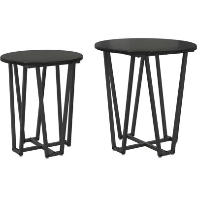 vidaXL Schwarze Eiche MDF Metall 2 Beistelltische - Wohnzimmermöbel vidaXL Schwarze Eiche MDF Metall 2 Beistelltische - Wohnzimmermöbel