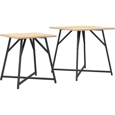 vidaXL Set van 2 Bijzettafels Sonoma Eiken - Hout en Metaal Compact vidaXL Set van 2 Bijzettafels Sonoma Eiken - Hout en Metaal Compact