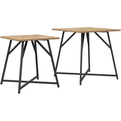 vidaXL Set van 2 bijzettafels van massief eikenhout - Meubels voor binnen vidaXL Set van 2 bijzettafels van massief eikenhout - Meubels voor binnen