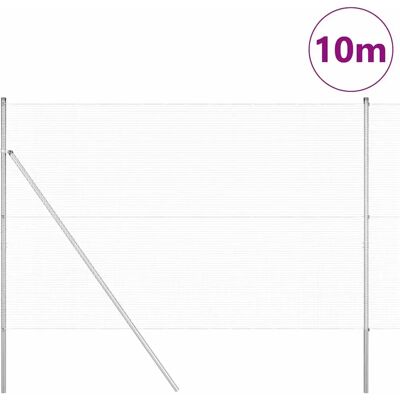 vidaXL Galvanized Steel Fence with 7 Posts 1.6x10 m - Fence vidaXL Galvanized Steel Fence with 7 Posts 1.6x10 m - Fence