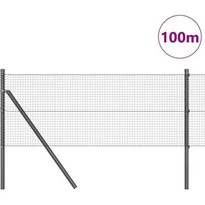 vidaXL Stahlzaun mit 13 Pfosten - Grau - Außen robust vidaXL Stahlzaun mit 13 Pfosten - Grau - Außen robust