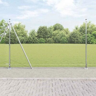 vidaXL Garden Fence Set 13 Posts 25m Galvanized Steel vidaXL Garden Fence Set 13 Posts 25m Galvanized Steel