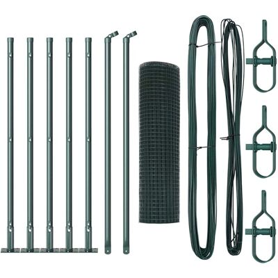 vidaXL Metallzaunset 7 Pfosten Flanschen Grün 0,6x10 m - Zaun vidaXL Metallzaunset 7 Pfosten Flanschen Grün 0,6x10 m - Zaun