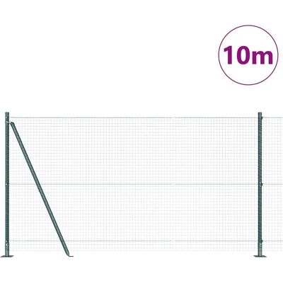 vidaXL Grünes Metallzaun-Set mit 7 Pfosten 1.2x10 m - Zaun vidaXL Grünes Metallzaun-Set mit 7 Pfosten 1.2x10 m - Zaun