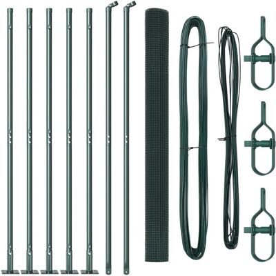 Vidaxl Grünes Stahlzaunpfosten-Set - Garten & Haustierumzäunung Vidaxl Grünes Stahlzaunpfosten-Set - Garten & Haustierumzäunung