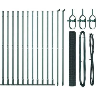 VidaXL Gartenzäunset - Drahtzaun mit 13 Pfosten, Grün VidaXL Gartenzäunset - Drahtzaun mit 13 Pfosten, Grün
