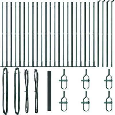 vidaXL Zaun 13 Pfosten Grün Stahl 1,5x50m vidaXL Zaun 13 Pfosten Grün Stahl 1,5x50m