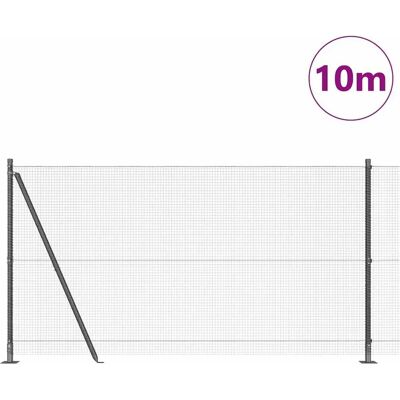 vidaXL Geschweißter Maschendrahtzaun 7 Pfosten Grau 1,2x10 m Stahl vidaXL Geschweißter Maschendrahtzaun 7 Pfosten Grau 1,2x10 m Stahl