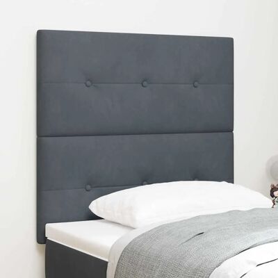Vidaxl 90 cm Dunkelgraues Knopf-Polstert Kopfteil - Kopfteil Vidaxl 90 cm Dunkelgraues Knopf-Polstert Kopfteil - Kopfteil