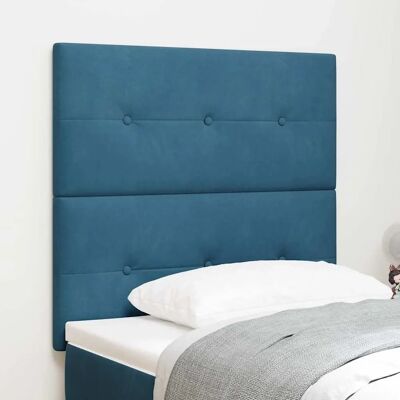 Vidaxl Donkerblauwe fluwelen knopenkap - Hoofdbord Vidaxl Donkerblauwe fluwelen knopenkap - Hoofdbord