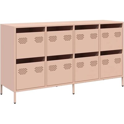 vidaXL Pink Steel Sideboard - 8 Drawers, 135x39x73.5 cm - Living Room Storage vidaXL Pink Steel Sideboard - 8 Drawers, 135x39x73.5 cm - Living Room Storage